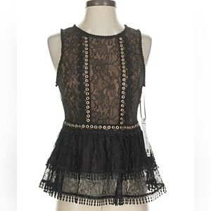 ISO *not for sale* Willow and Clay Lace Sleeveless Peplum Top with Metal Details